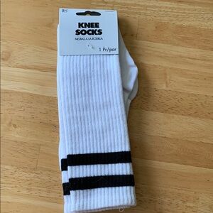 Knee Socks - White with Black Stripes